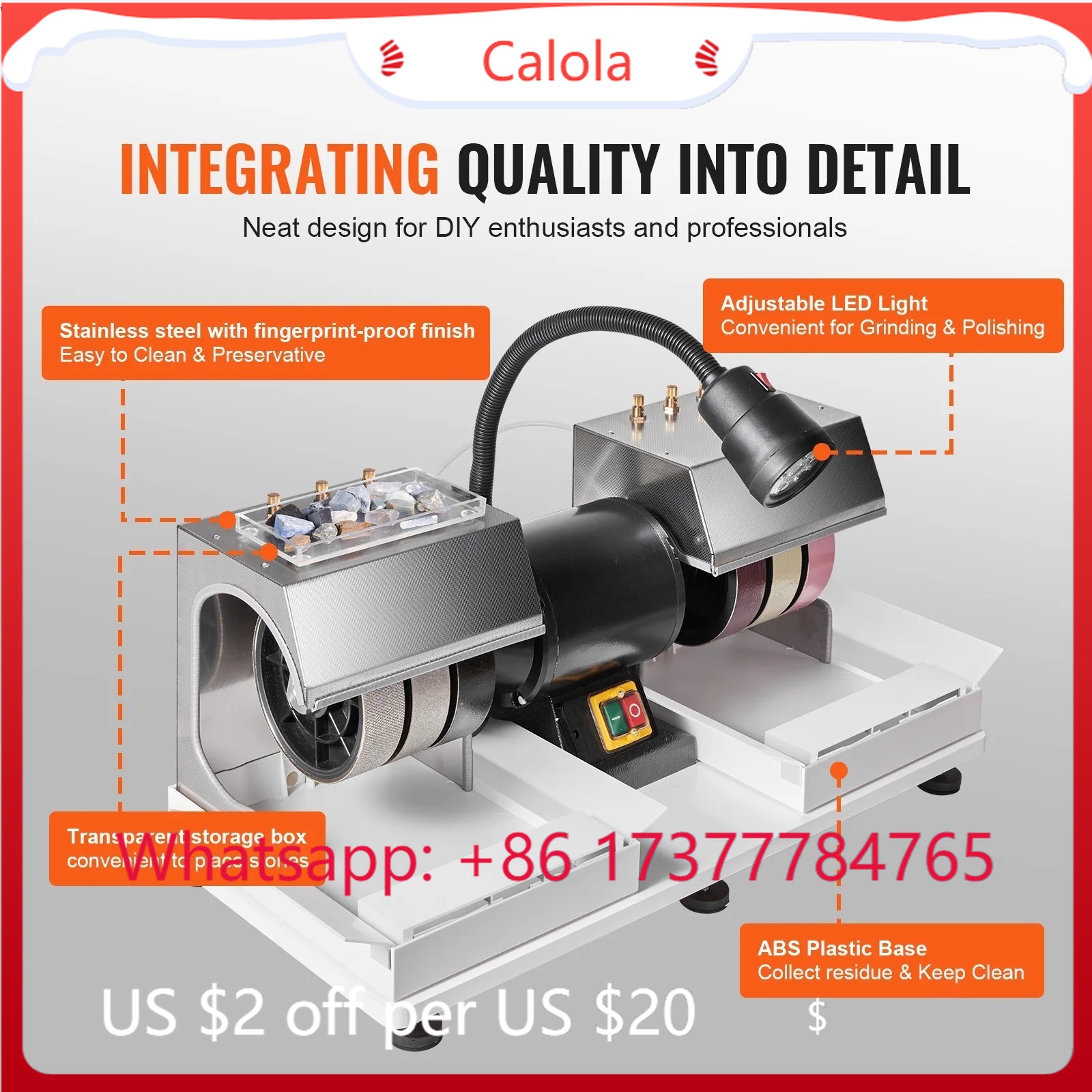 6 Inch 2HP 1800RPM Lapidary Ca - Lapidary Grinder Cabbing Machine review and price